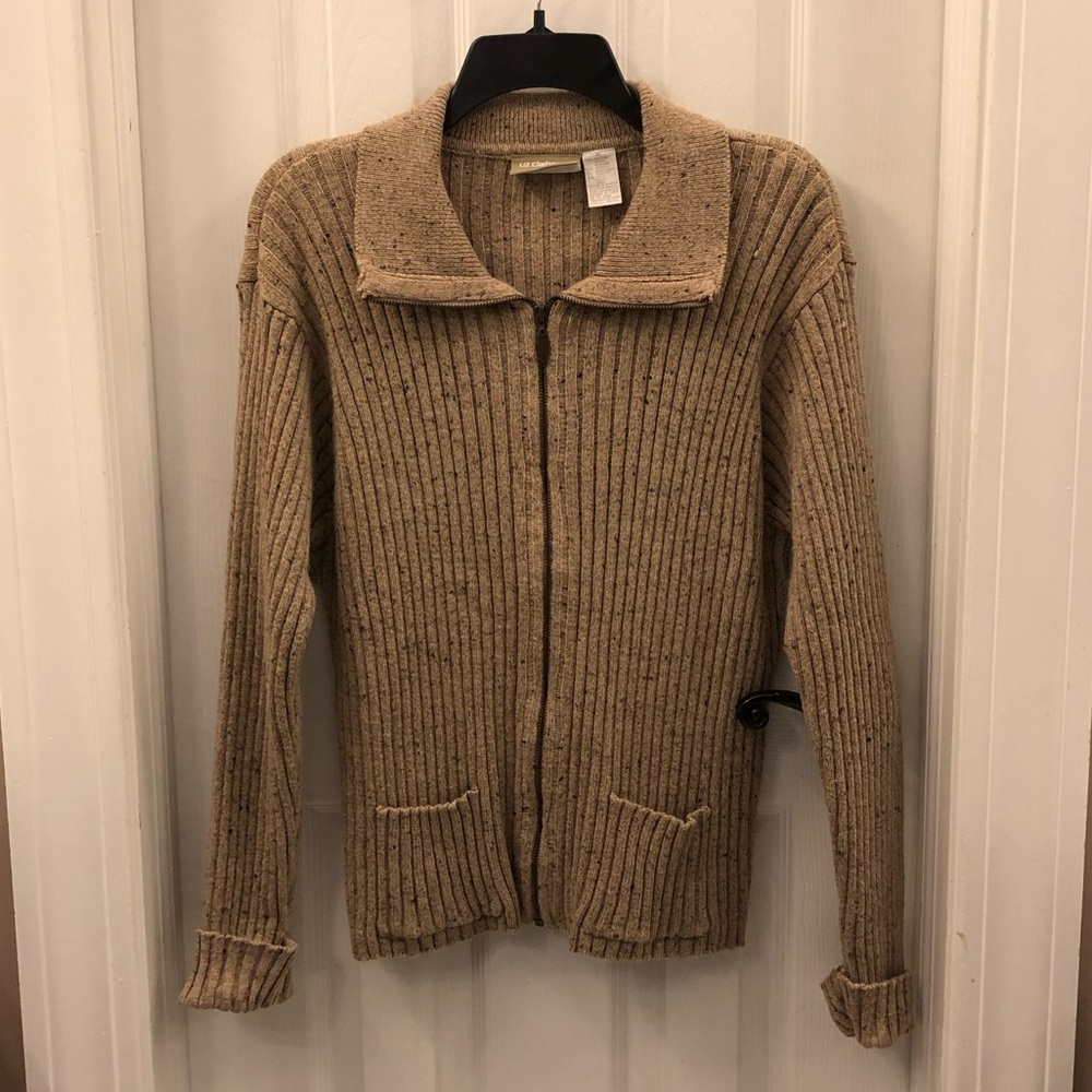 Tan Zipper Cardigan